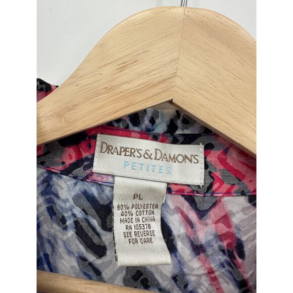 Draper's & Damon's Women's Button Front Shirt PL Ruffle Collar Burnout Printed - Picture 6 of 6